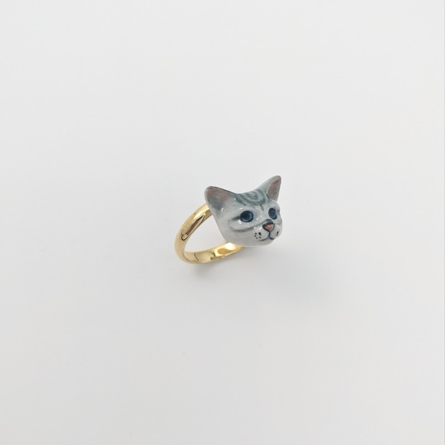 【Nach】　Gray cat face ring