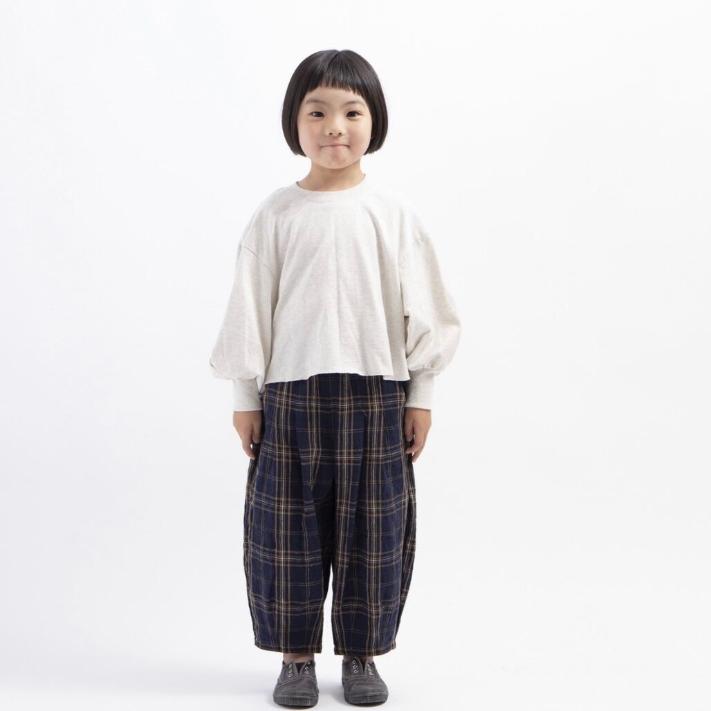 25SS】mimi poupons(ミミプポン)ツータックパンツ チェックネイビー(2y