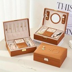 鍵付 ジュエリーボックス ２段 フェイクレザー ネックレス ピアス リング アクセサリーケース 小物収納