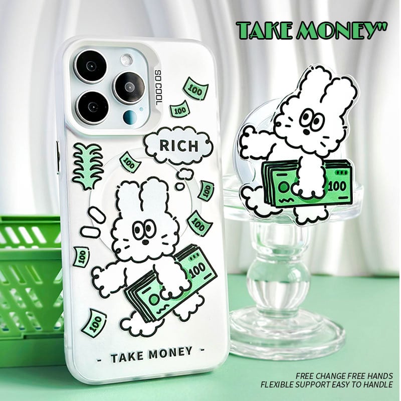 【MagSafe対応可能】ウサギさん◎おしゃれ マグネット式 ラヴィット スマホグリップ かわいい イラスト iPhone15対応 ワイヤレス充電 韓国っぽ キャラクター スマホケース ND-15487