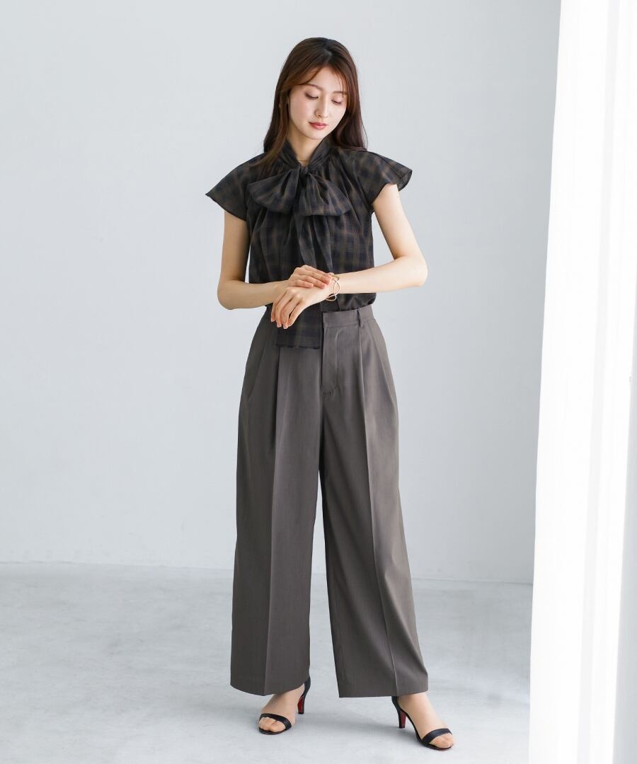 SALE 20％OFF】【 コットン100％ 】 シアーチェック・ リボンボウタイ