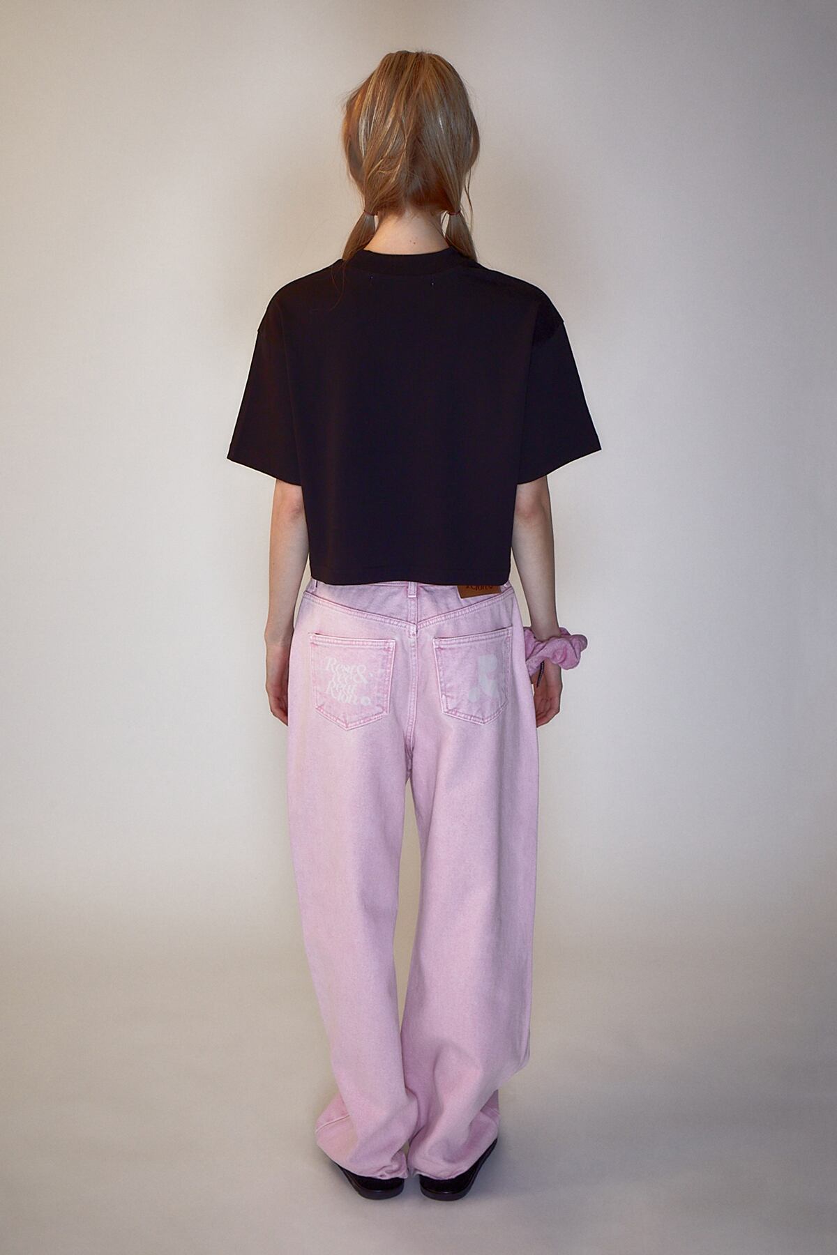 rest & recreation] RR DOUBLE LOGO CROP T-SHIRT - BLACK 正規韓国