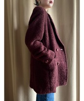 burgundy color boa half coat-4434-11