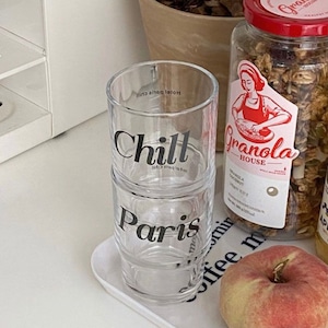 paris chill glass cup 240ml 2types / パリ チル ガラス コップ カップ レタリング フランス 韓国 北欧 インテリア 雑貨