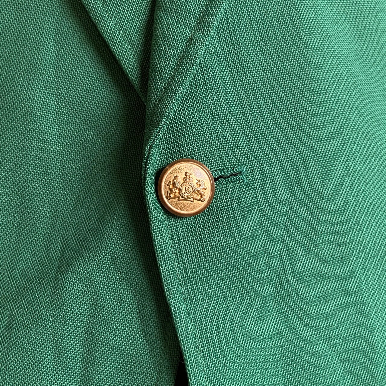 80s ビンテージシャツ　ダブルポケット　レトロ　金ボタン　星　緑