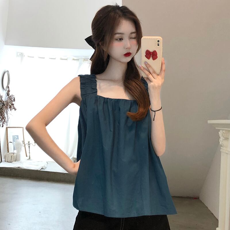 サマーレッドスタイルノースリーブトップス 夏物 YY-ファッション91828983631