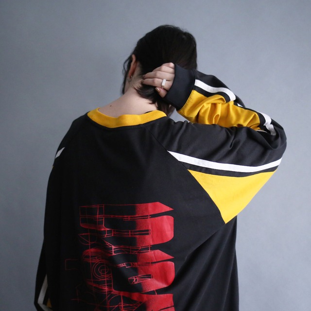 front and back printed sleeve line XXXL high street l/s tee