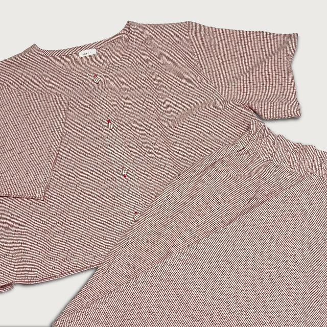 【遠州織物】 大人可愛い シャツとパンツのセットアップ｜赤｜画像6