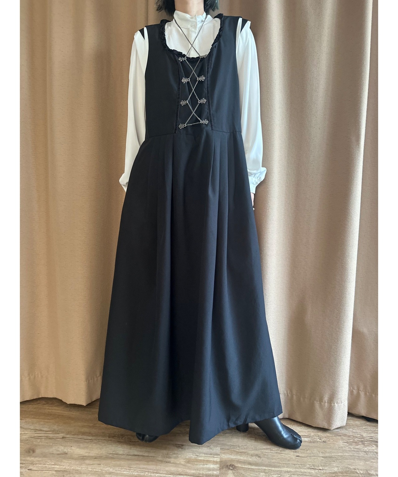 metal chain black vintage dress-4230-7