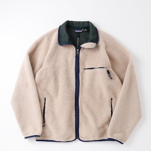 【極美品】80s Patagonia fleece jacket Cardigan natural made in USA Size L  ／80年代 パタゴニア フリース ジャケット カーディガン サイズL アメリカ製 レアカラー ナチュラルカラー 希少 ミントコンディション