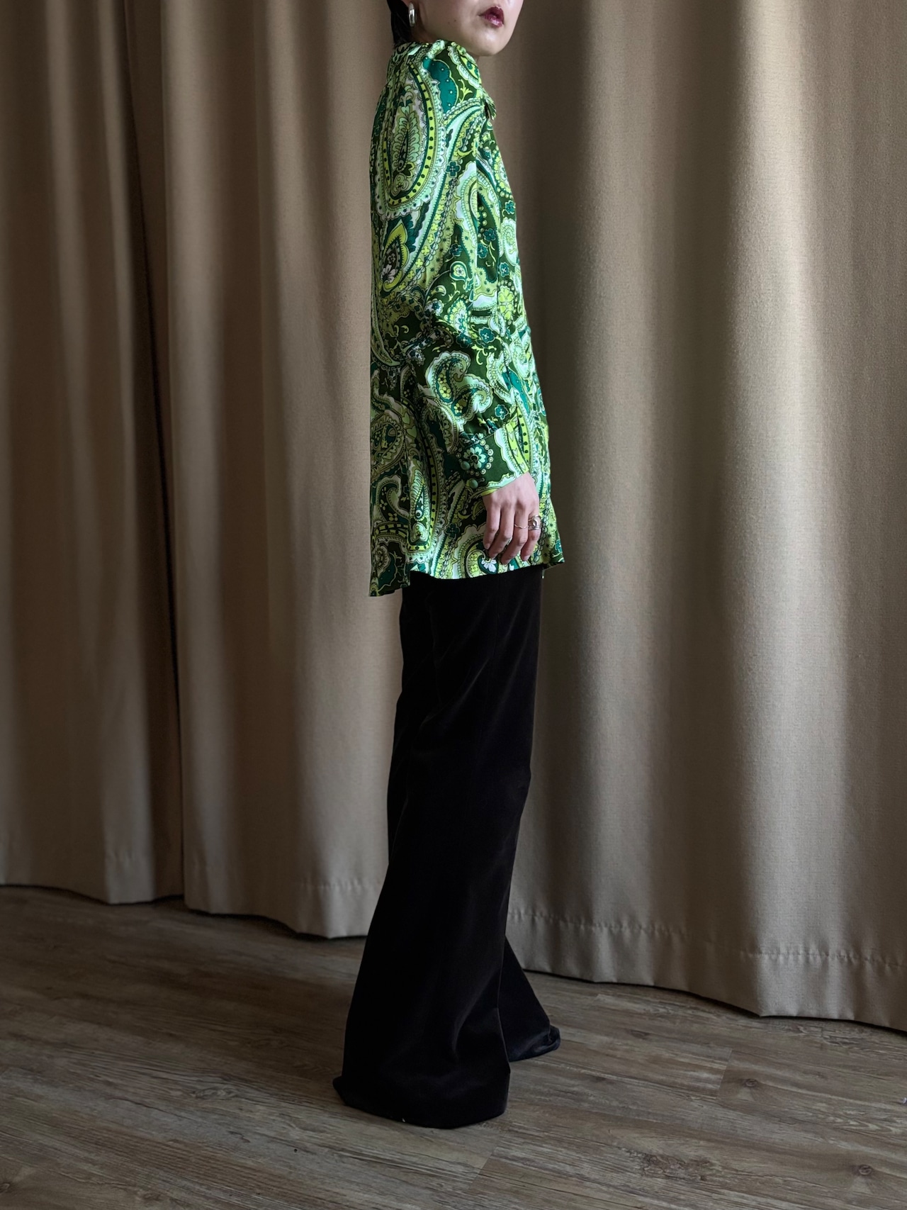 paisley pattern green rétro shirt-5137-1