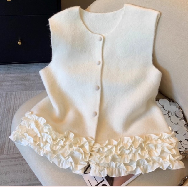 フリルヘムベストトップス　　202505