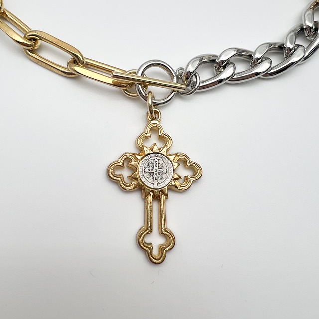 Gold and Silver Cross Necklace