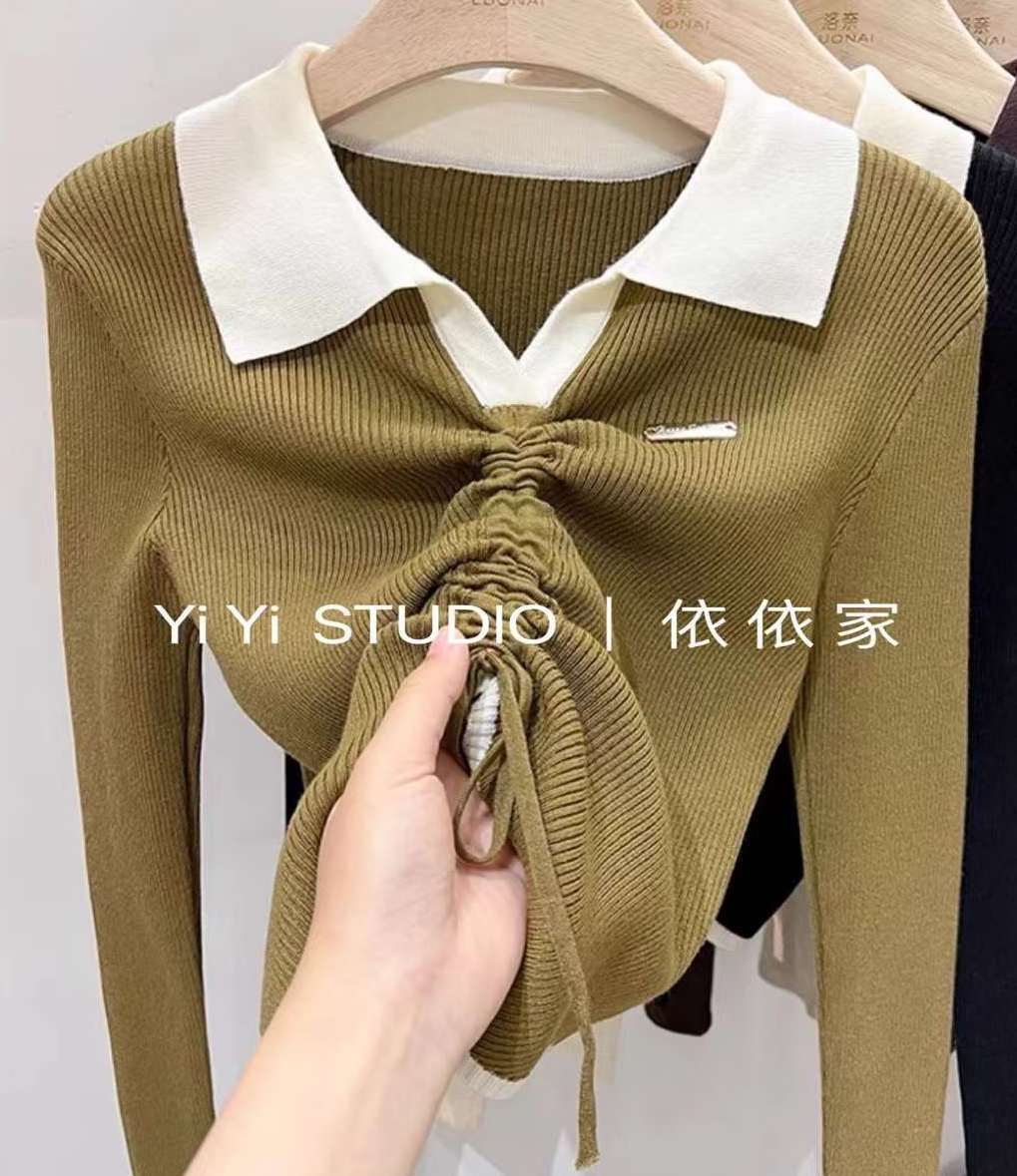 襟配色アジャスターニット　AJ-111-C353