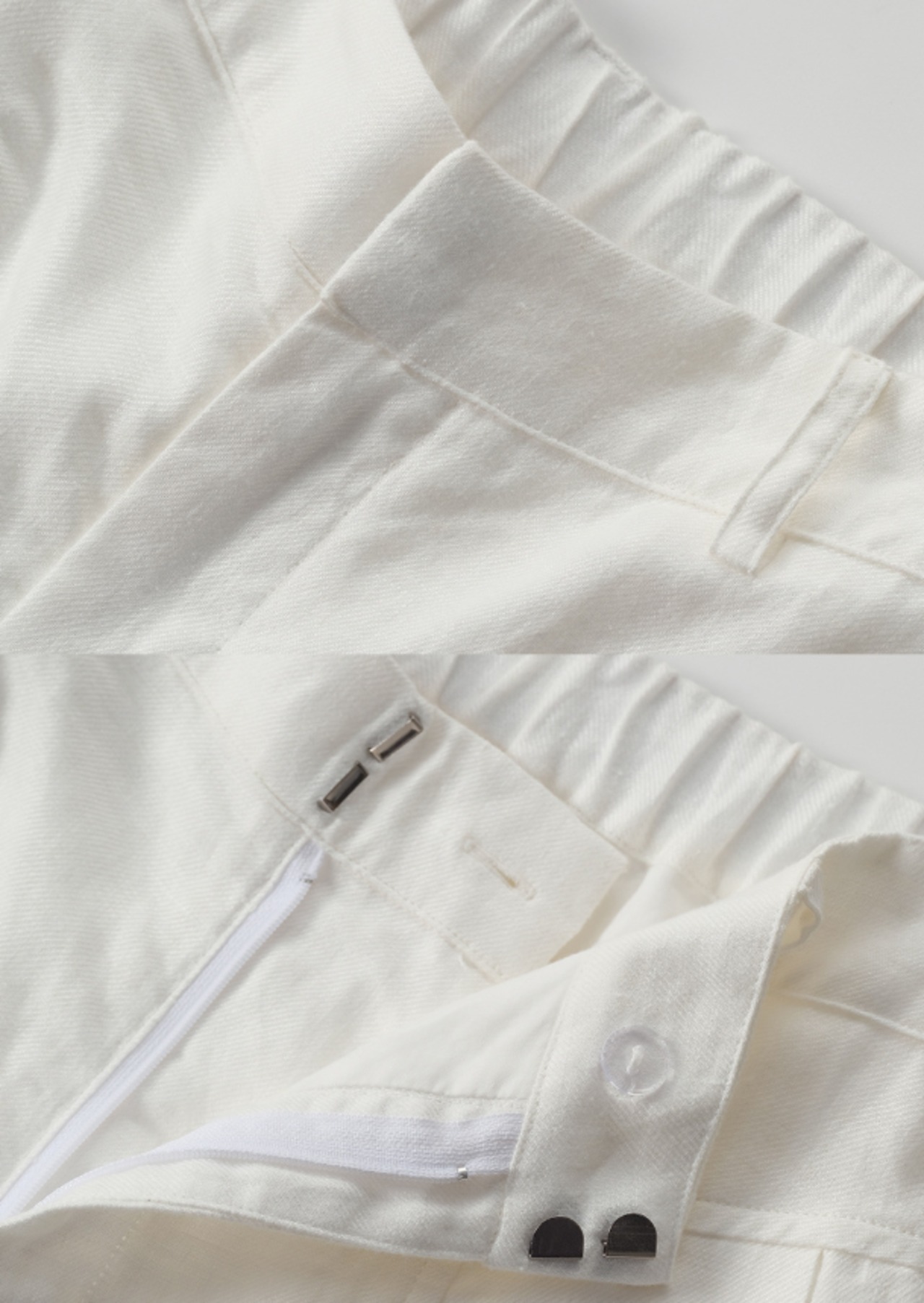リネン100％ ハイウエストワイドパンツ