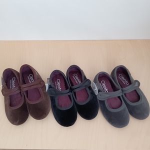 One Strap Velour Shoes - Grey  / Cienta