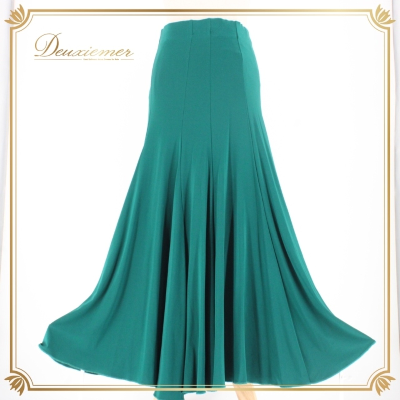 社交ダンス 衣装 スタンダード スカート レッスンウェア レディース Create-Sun クリエイトサン 緑 グリーン系 無地 シンプル 練習着 水に濡れたような色 伸縮性 有り 着回し ポリエステル素材 レディースファッション ダンスウェア レッスン用スカート スカートスタイル パーティースタイル フレアスカート シンプルデザイン 女子ダンス用品 م