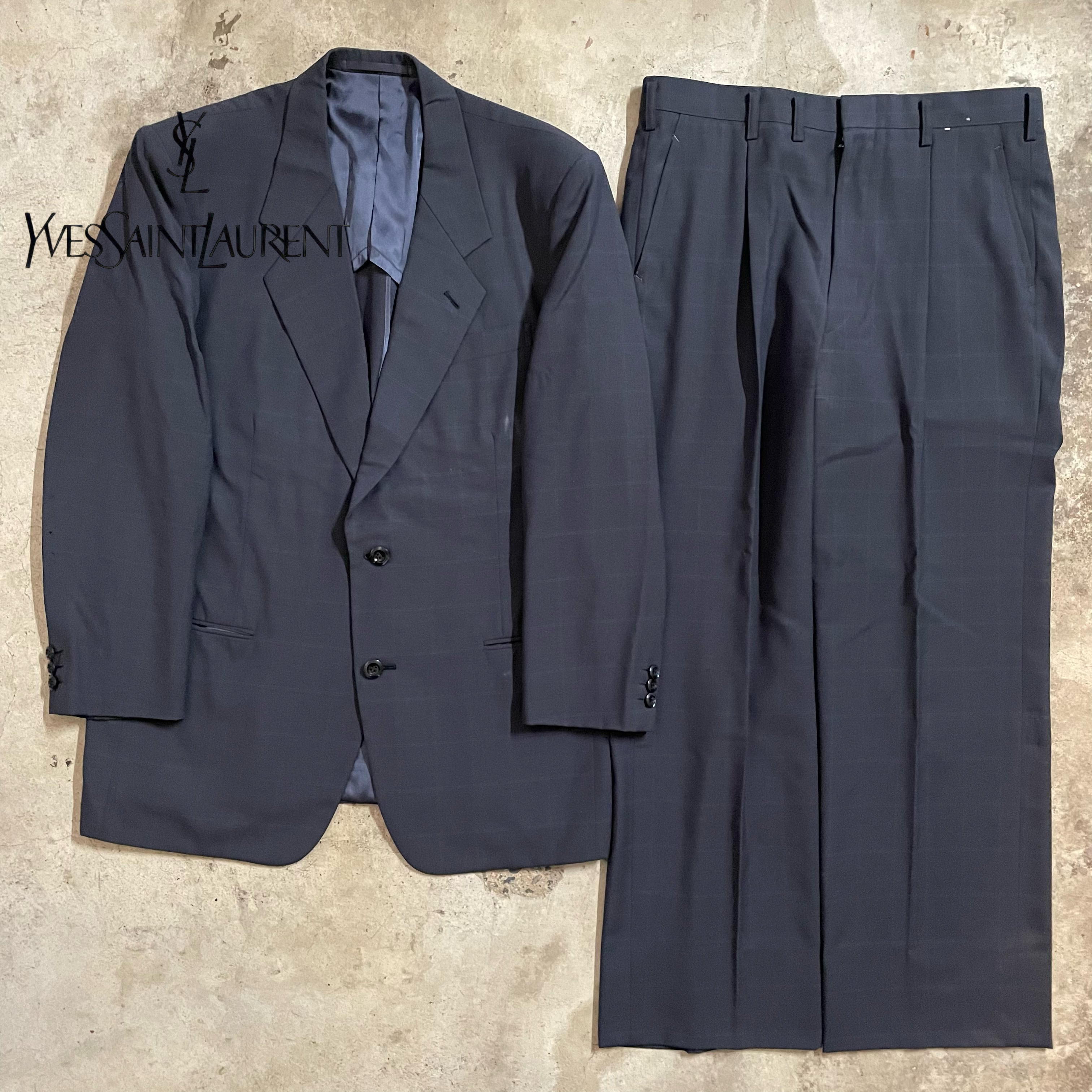 【Yves Saint Laurent】checkpattern wool setup suit/イブサンローラン チェック柄 ウール セットアップ  スーツ/lsize/#0726/osaka | 〚ETON_VINTAGE〛 powered by BASE