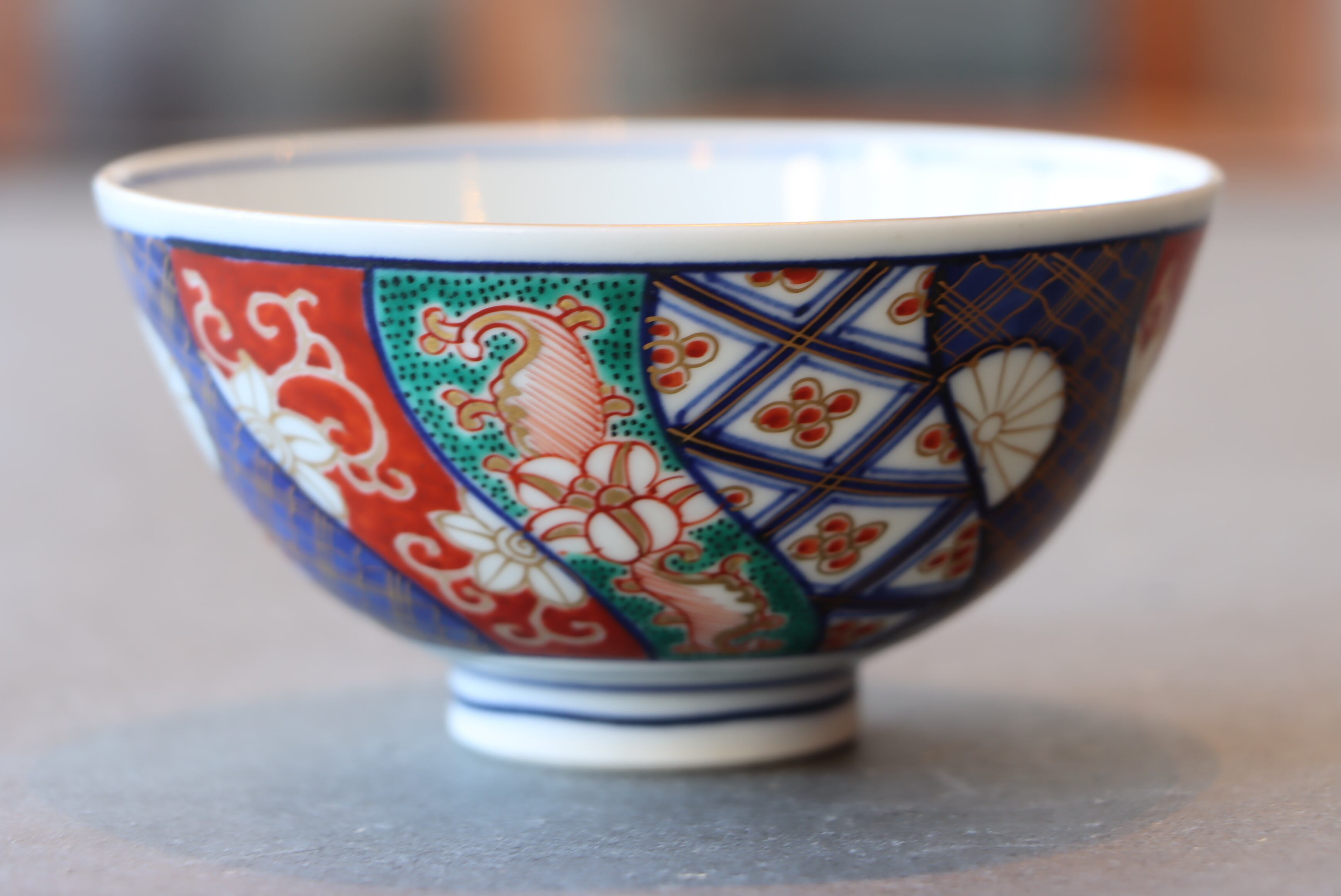大聖寺伊万里 色絵 捻り壽文 蓋茶碗 通りもの/Daisho-ji Imari covered
