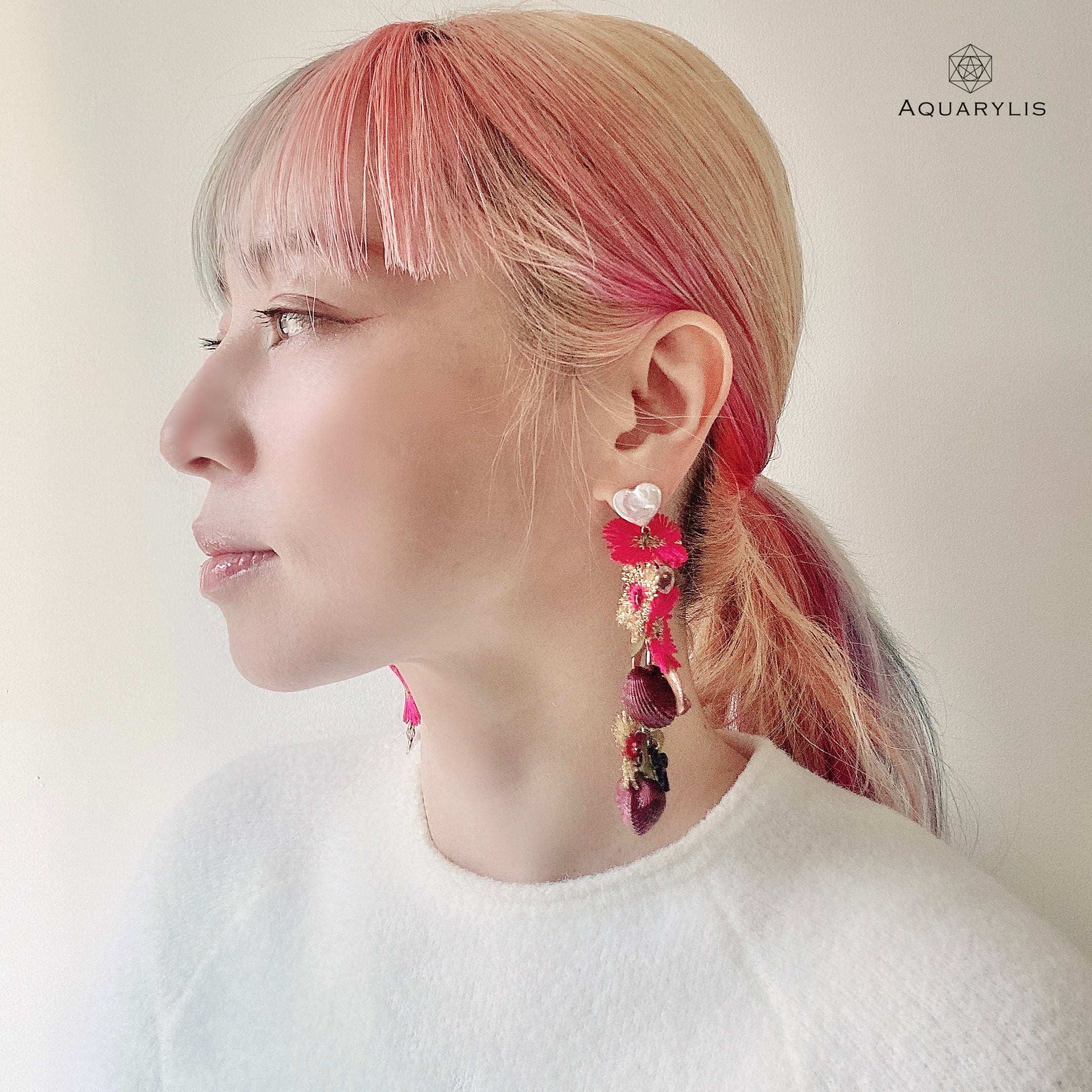 ピアス ハート ローズクォーツ 天然石 パワーストーン 001