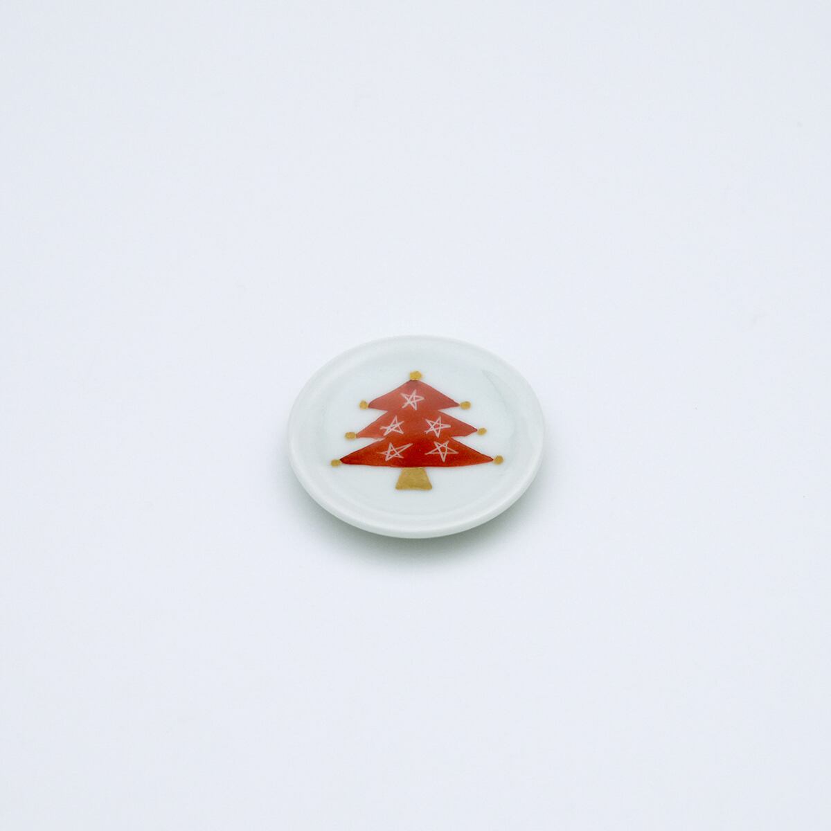  JASANN クリスマス 飾り皿 赤絵金彩クリスマスツリー豆皿 | 福珠窯ファクトリーショップ
