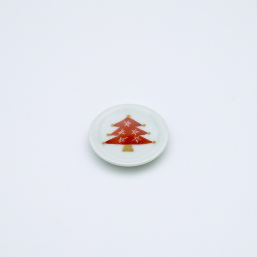 赤絵金彩クリスマスツリー豆皿