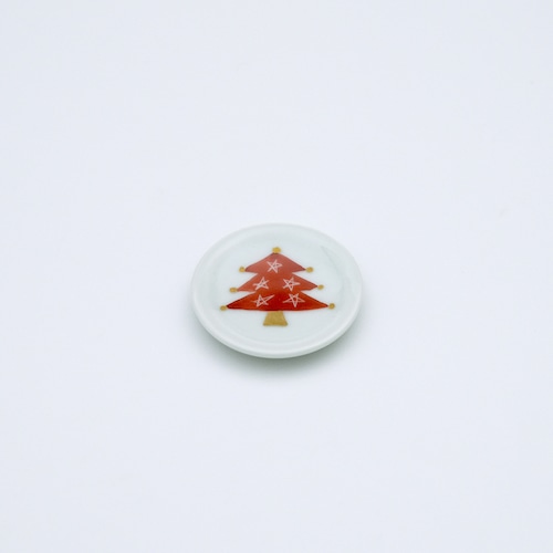 赤絵金彩クリスマスツリー豆皿