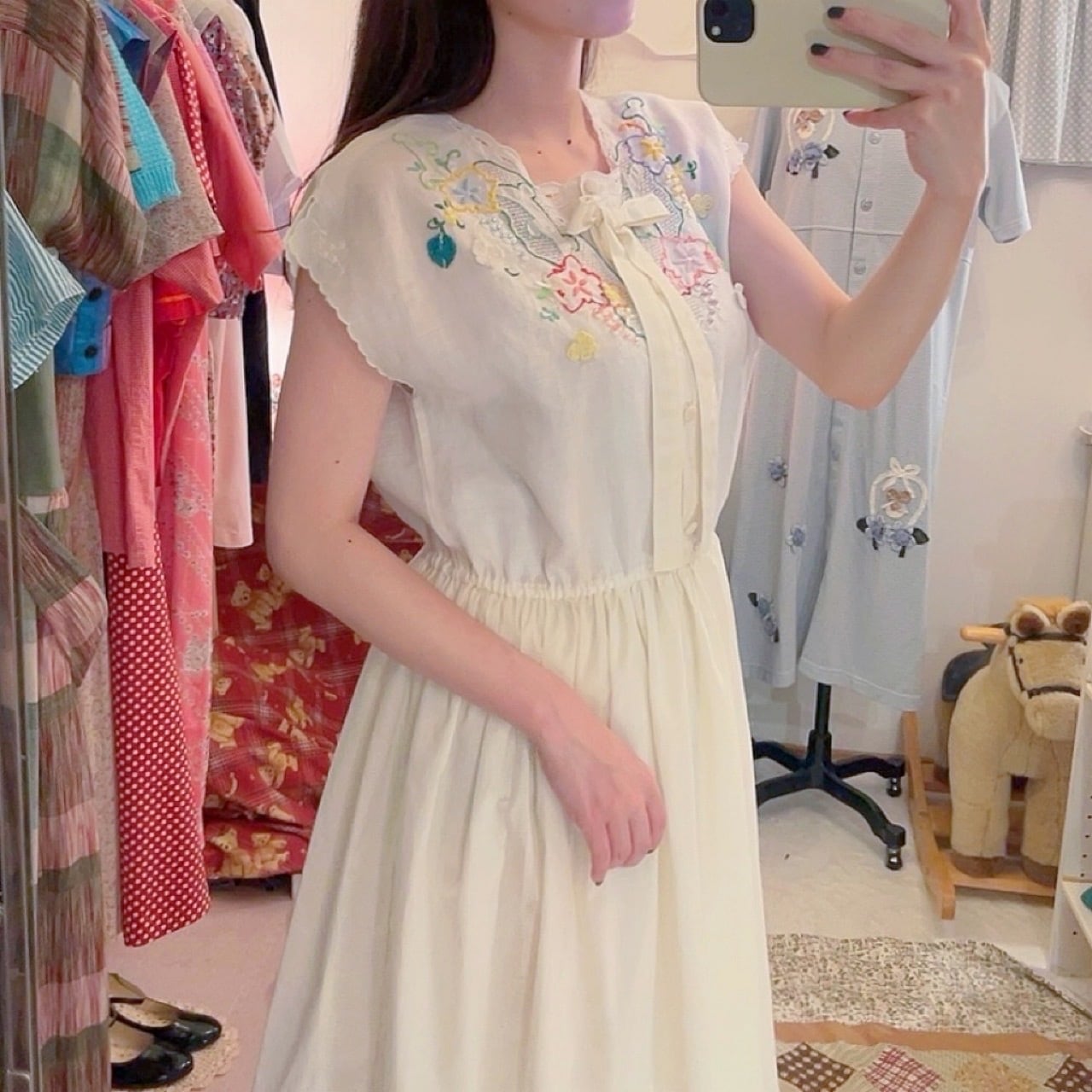 remake / flower embroidery one-piece