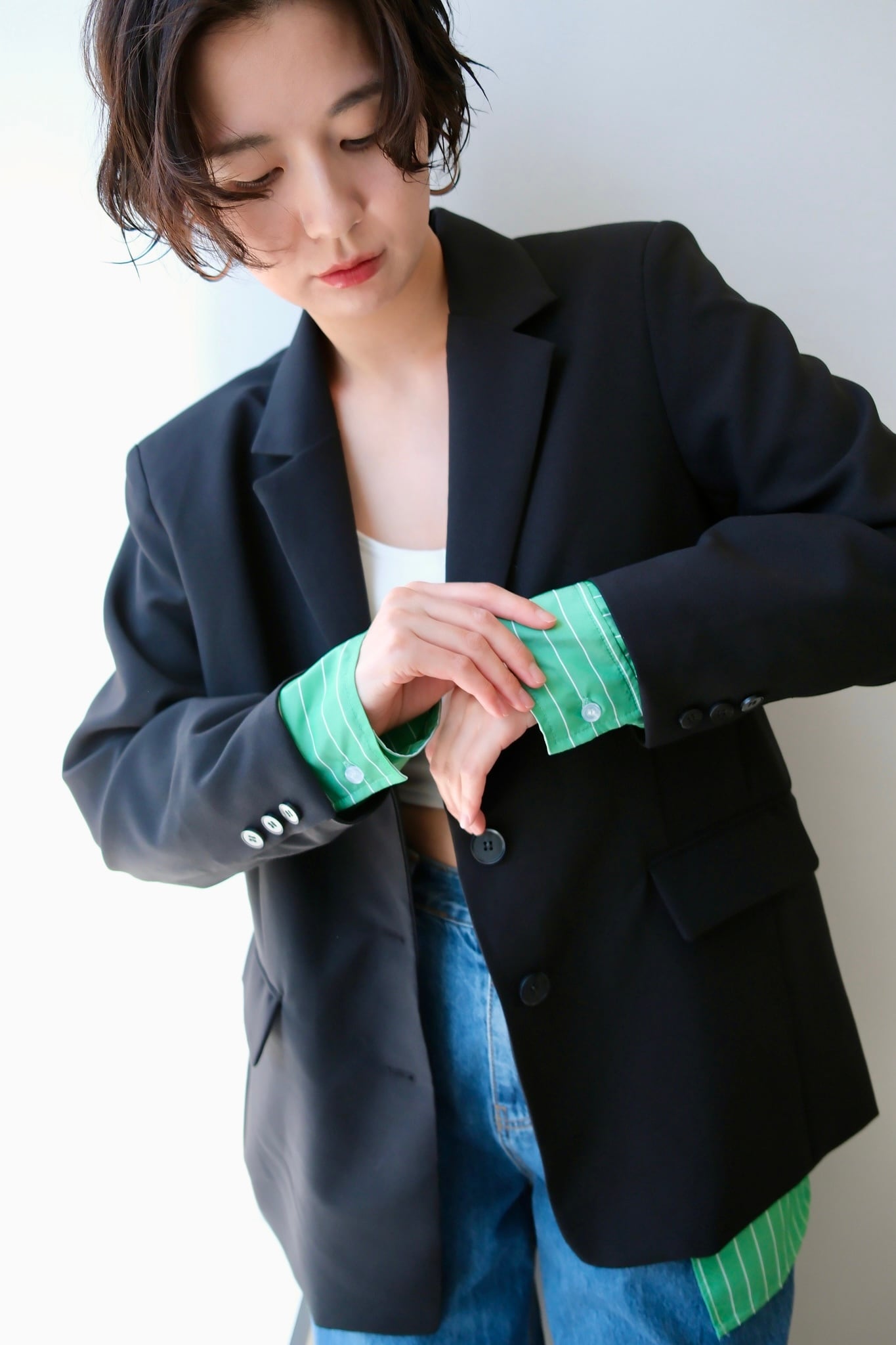 shirt docking jacket シャツドッキングジャケット Black x Green