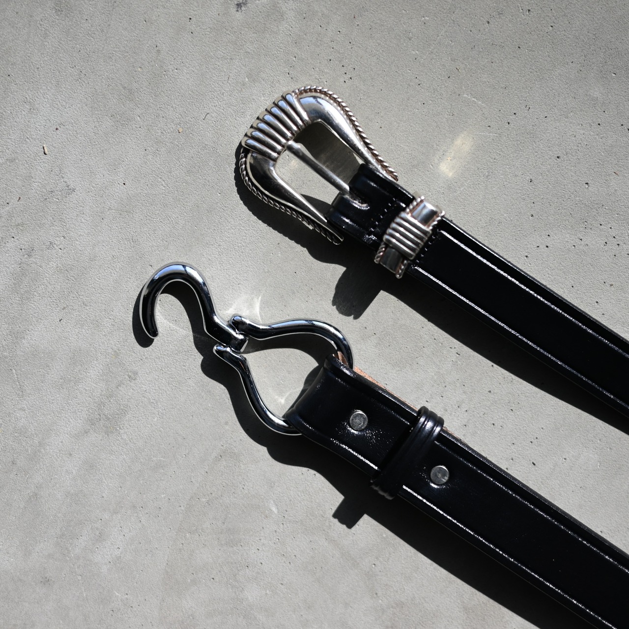 TORY LEATHER   / 1 inch "3 -Piece Silver Buckle Belt(BLACK×NICKEL)