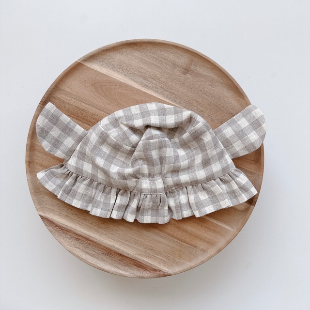 SHEEP BUCKET WHITE GINGHAM｜タイプ：Hat / ツバ：Wavy / 耳：Neutral