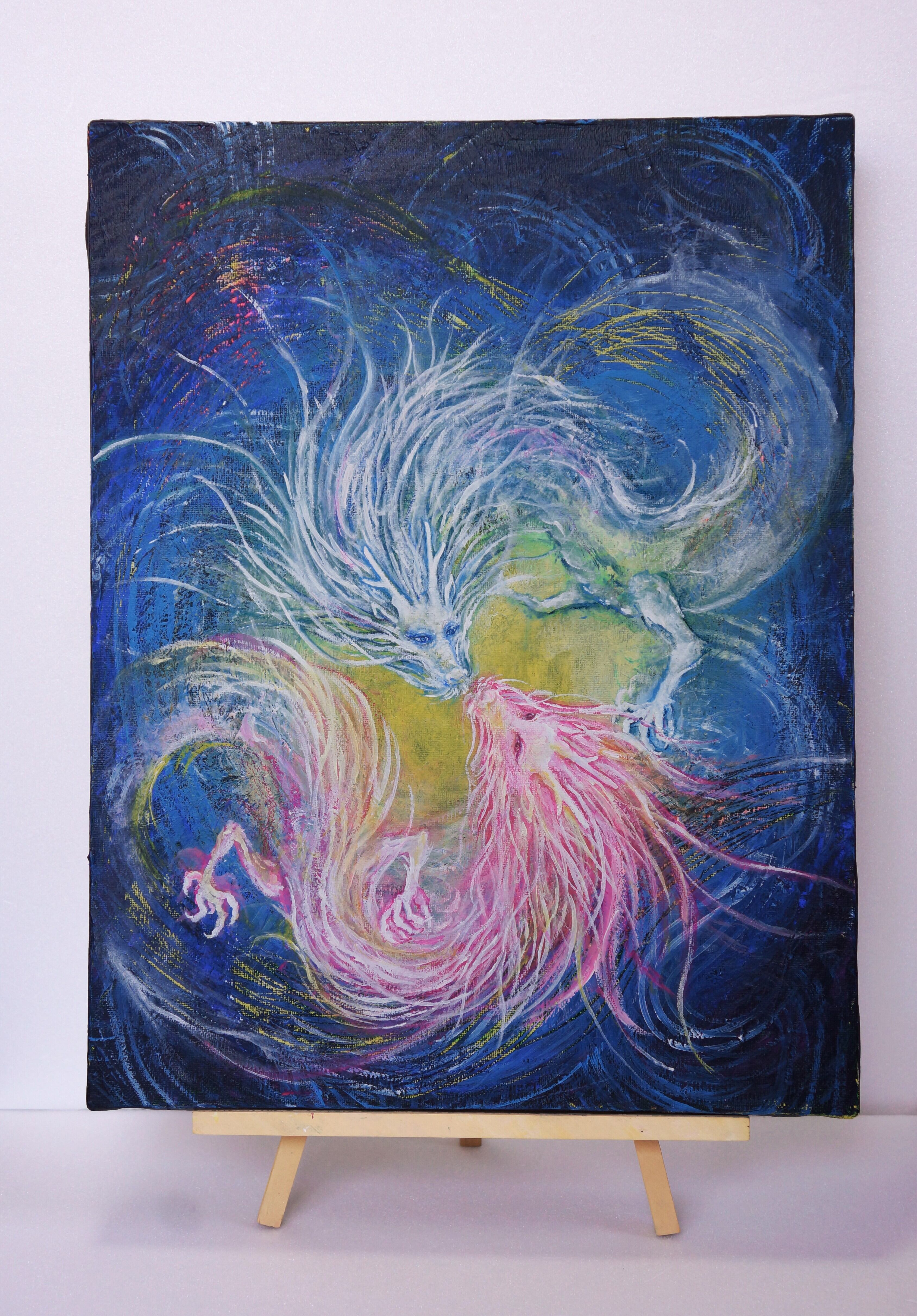 美術品/アンティーク ヒーリング絵画＊天空虹～光さす夢色光樹～夢玉