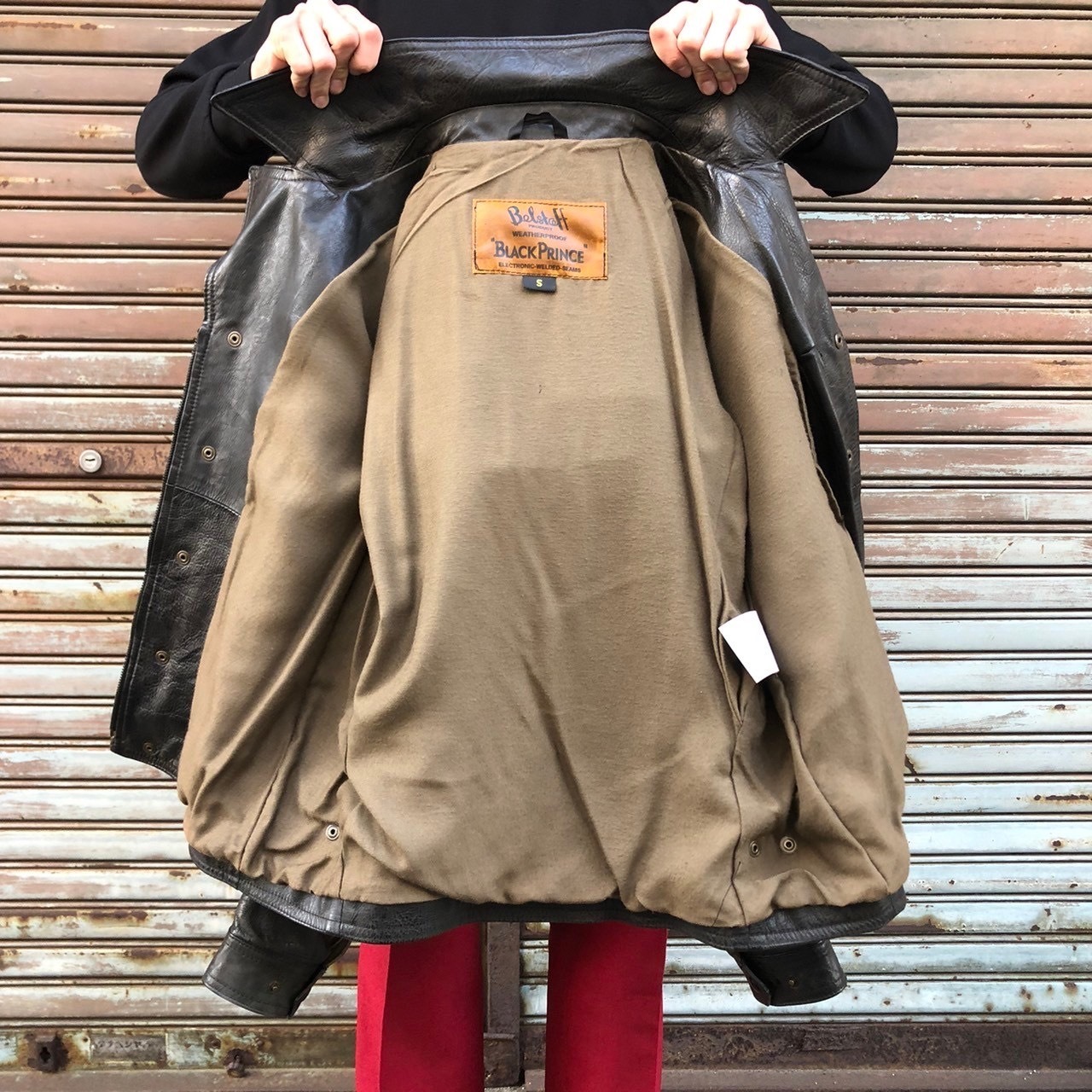 稀少 BELSTAFF 本革 ライダースジャケット ブラック 40 プロテクター 