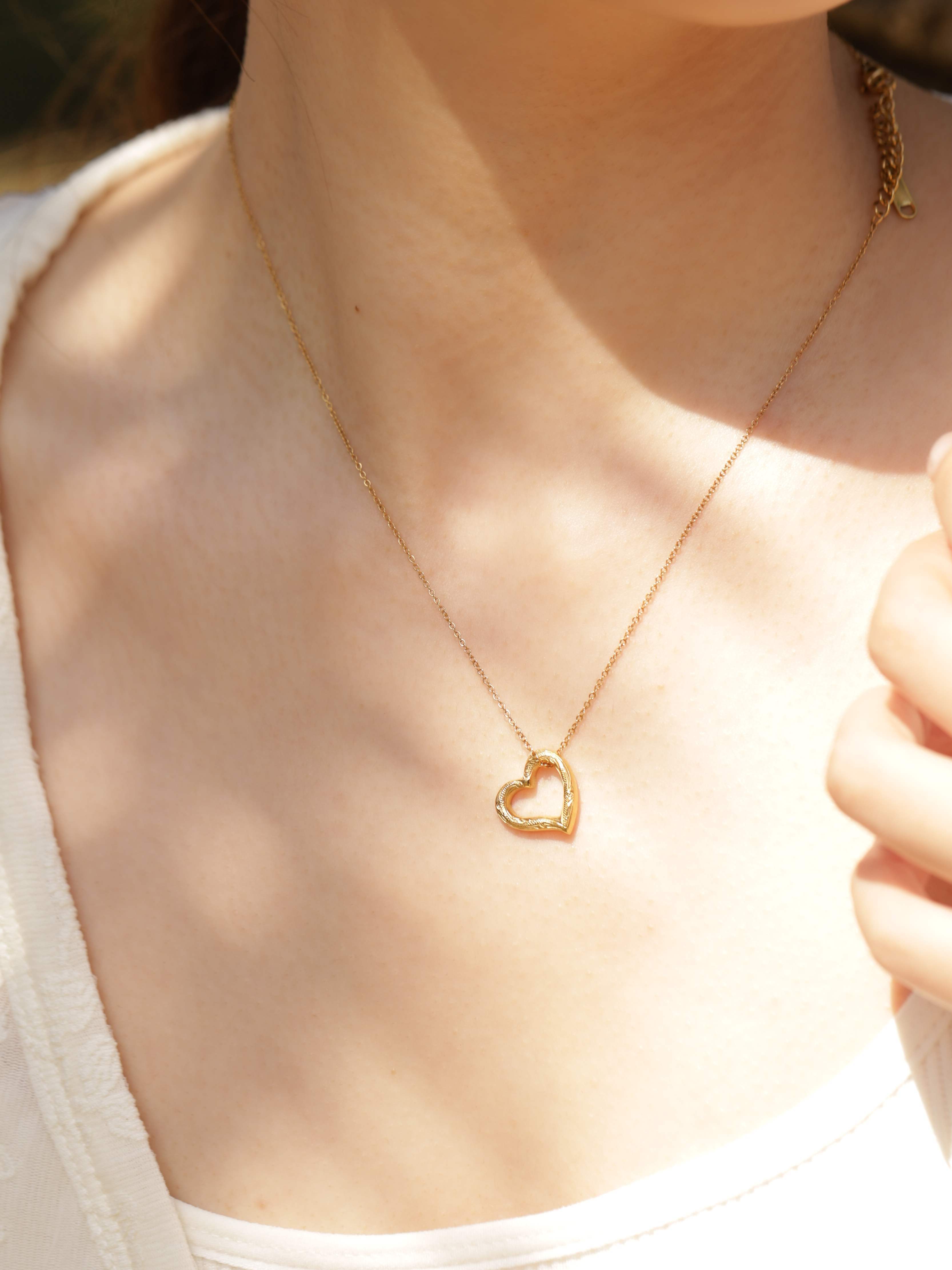 316L hawaiian open heart necklace #n09