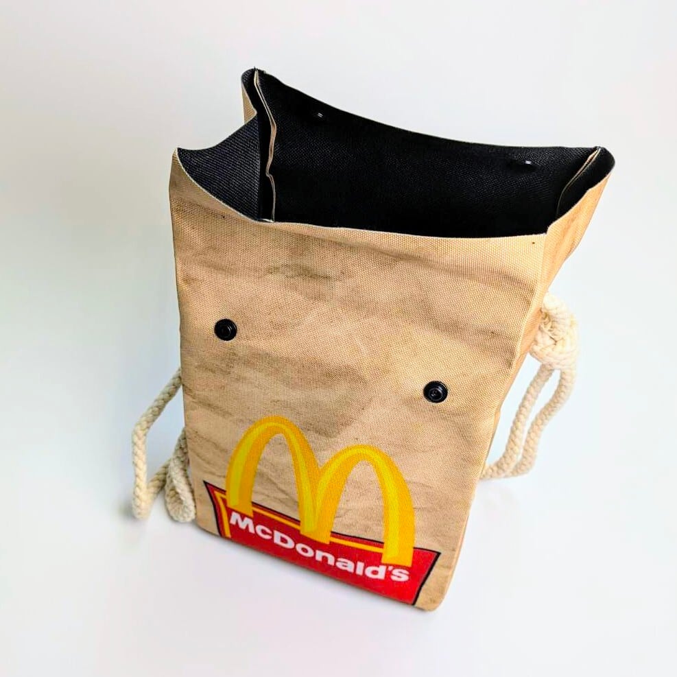 ♧【 McDonald（マクドナルド）ロゴ 】ロープショルダーバッグ＊紙袋風 / Food Bag 〚アメリカン雑貨 アメトイ〛