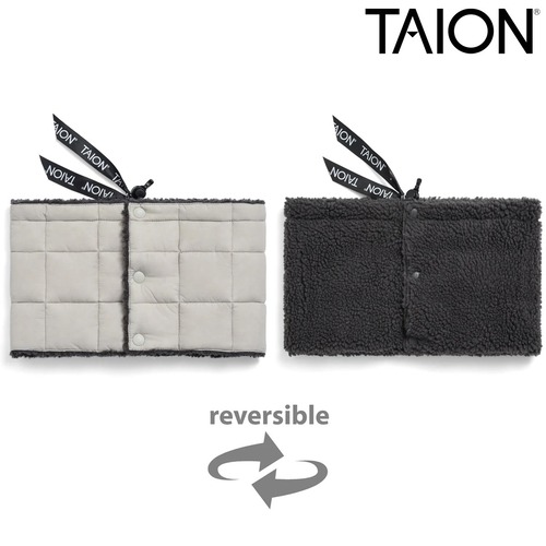 TAION タイオン マウンテン リバーシブル ダウンネックウォーマー 800FP ダウン95% ボア マイクロリップストップ アジャスター付き 防寒 保温 ユニセックス TAION-R203MT ICEGRAY×CREAM
