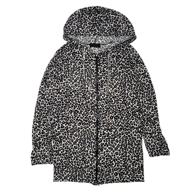 Leopard print zip-up hoodie