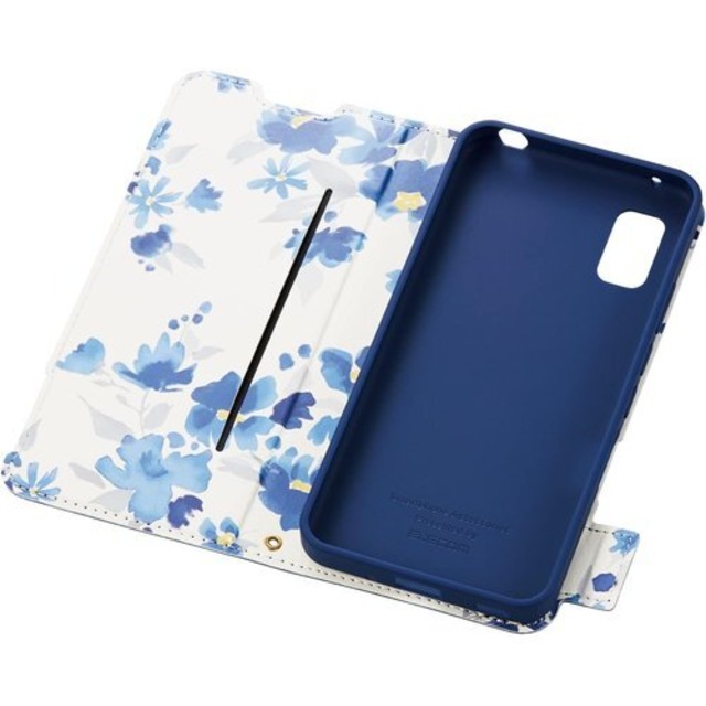 エレコム AQUOS wish2 SH-51C / wish SHG06 A104SH SH-M20 ケース カバー 手帳型 レザー 耐衝撃 マグネットフラップ 花柄 ケース内側 超軽量 薄型 UltraSlim Flowers ネイビー PM-S223PLFUJNV 1348