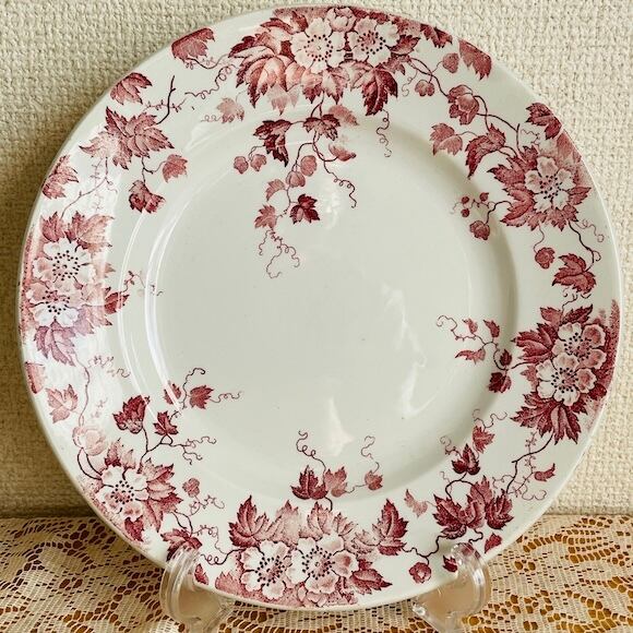 フランスアンティーク　サラン　プレート　ガーランド フランスアンティーク サラン窯のプレート リボンガーランド [i063