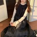 【2点セット】コサージュ付きチェックフリルケープ+切替チェックジャンスカ ・79073