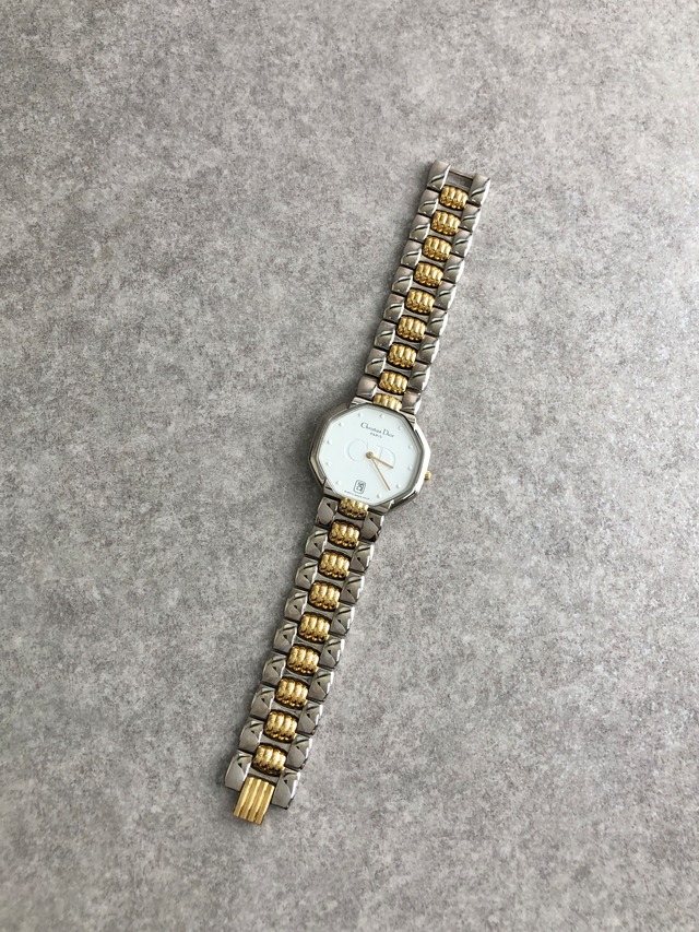 Christian Dior クリスチャン ディオール 腕時計 シルバー ゴールド オクタゴン ステンレススチール 45.204 クウォーツ vintage ヴィンテージ オールド 7f63by