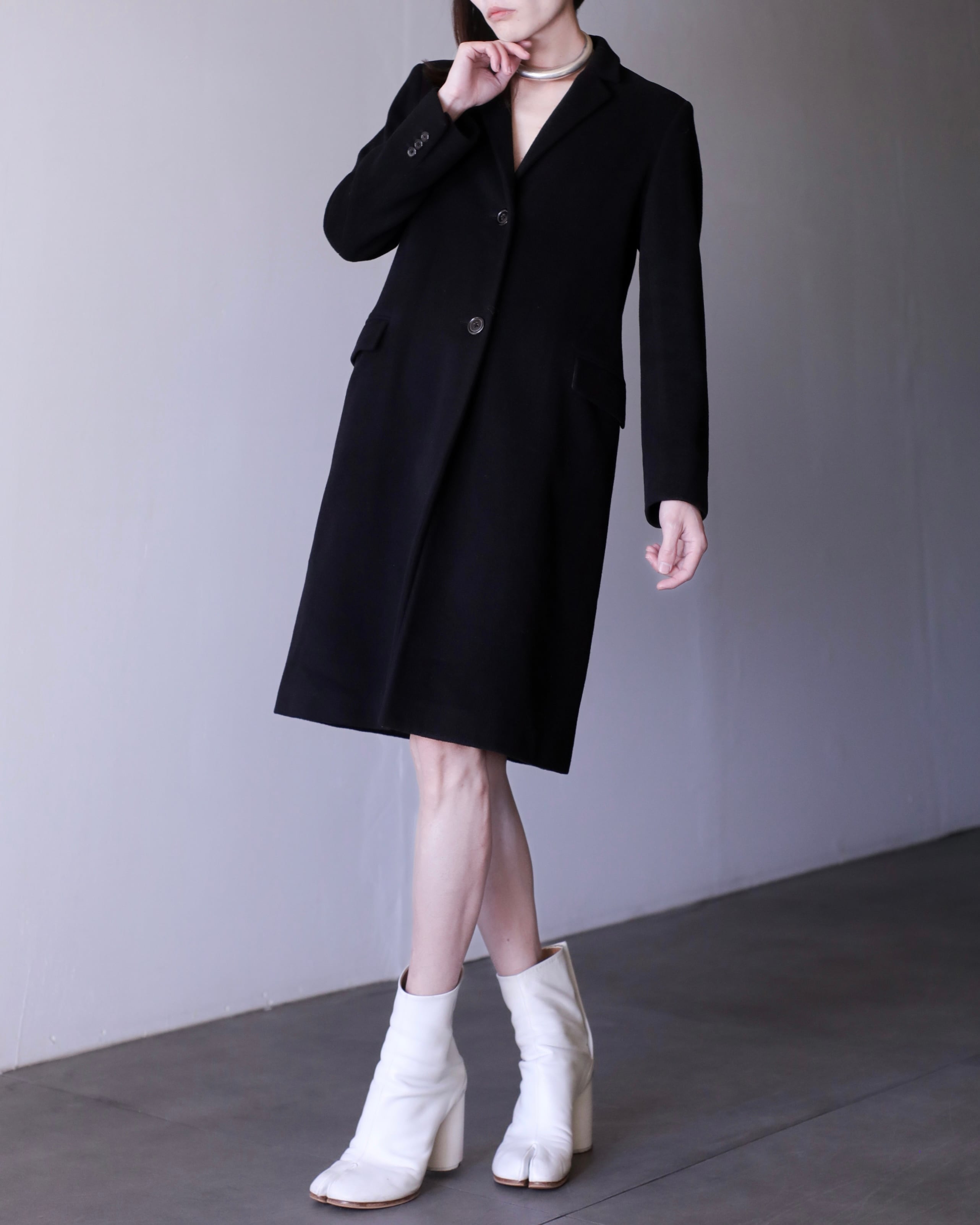 JIL SANDER angora mix fly front long coat Made In Italy | oo vintage