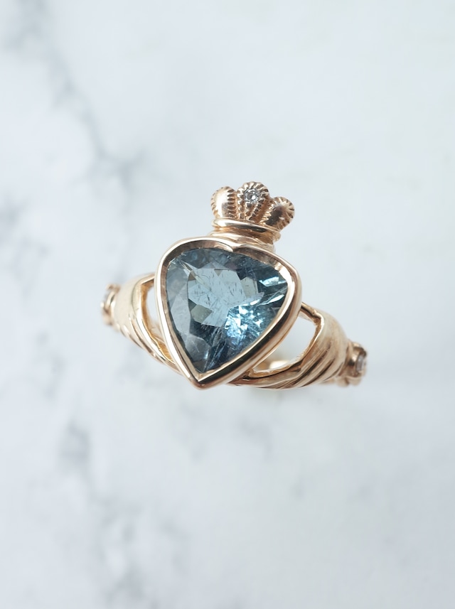 Aquamarine  Claddagh Ring