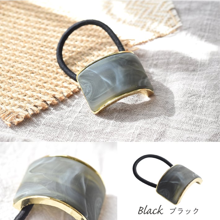 旧★レジンヘアゴム マーブル　大ぶり　個性　ベージュ 華いろ ／ 大ぶり 大人 レジン ヘアゴム ～ ボタニカル ドライ