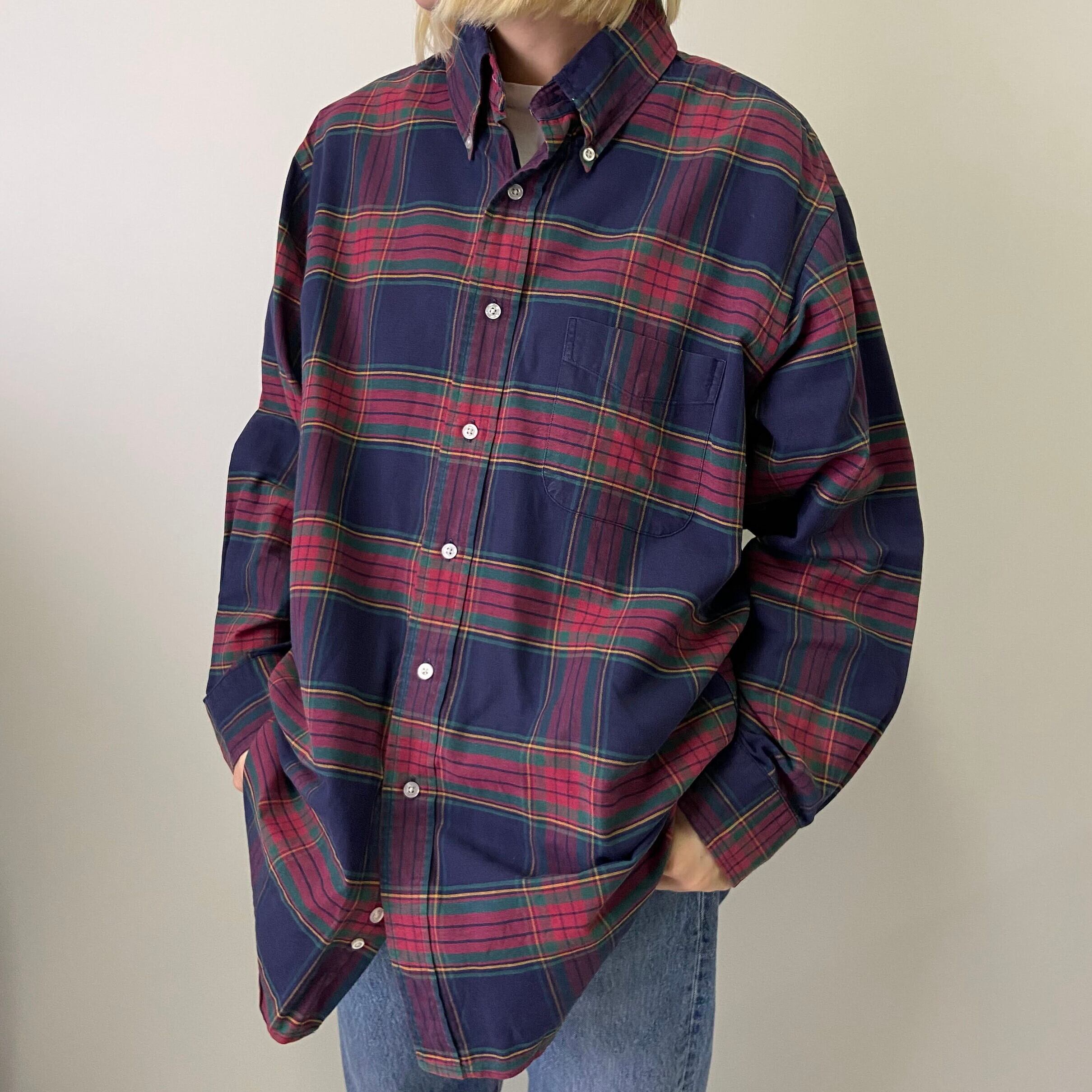 70s 80s L.L.Bean ダウンシャツ　ネイビー　L エルエルビーン