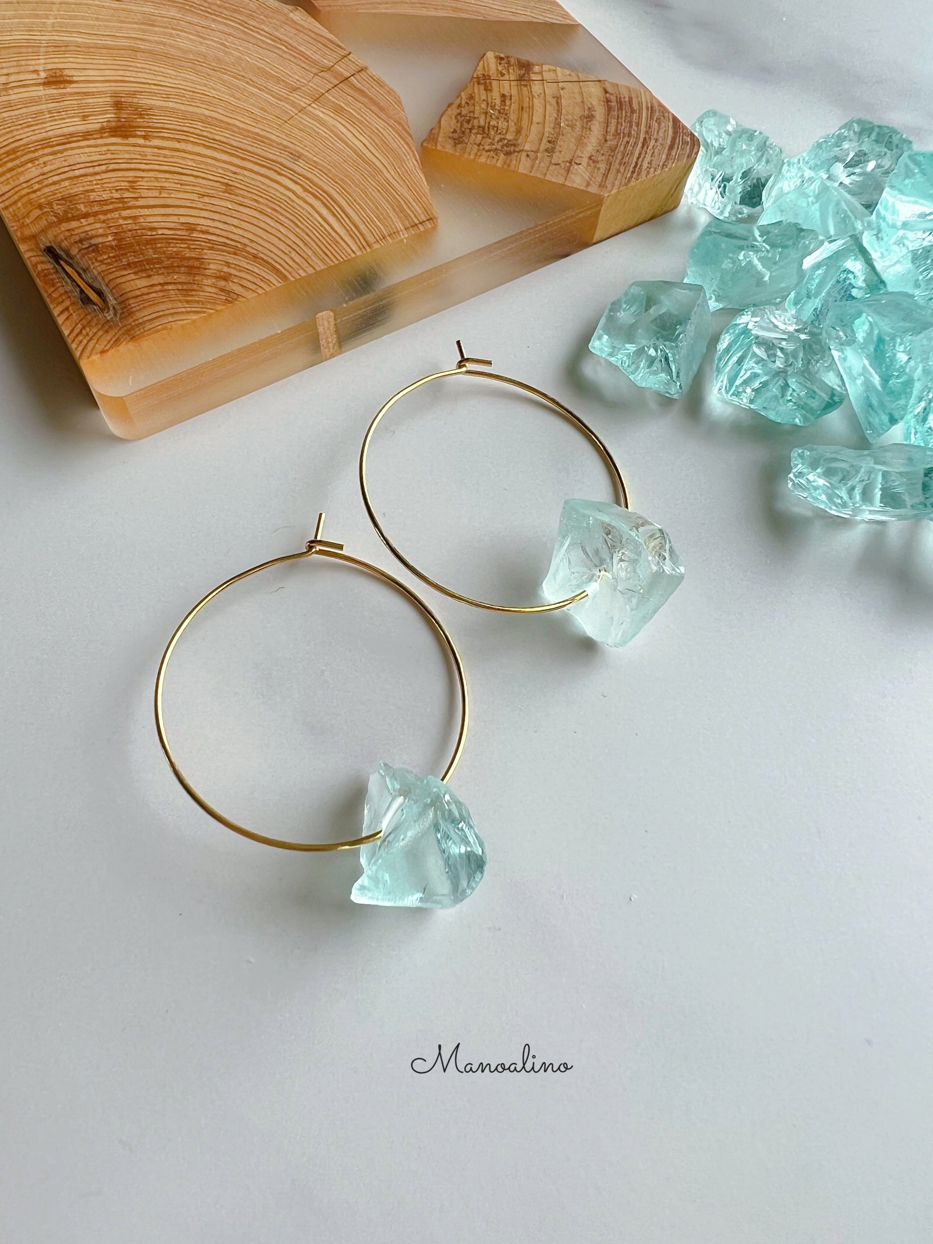 Natural gemstone Aquamarine earring(天然石アクアマリンピアス