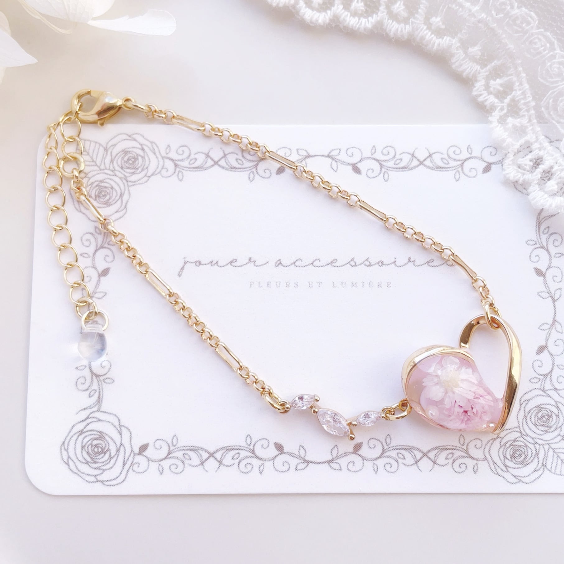 Melty "メルティ" ジルコニアブレスレット(pale rose pink)