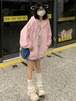 女性用原宿ジップアップパーカー、日本製y2k甘いかわいいベージュのフリーススウェットシャツ、韓国風ガーリーフード付きジャケット、カワイイピンク パーカー ジャージ ｙ２ｋ T240908203845_01