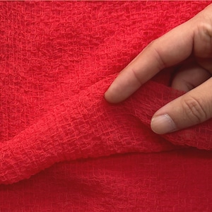 ★NM050◆2m◆ポリエステル100%薄手クリンクル生地◆レッド