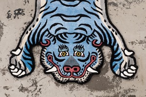 Tibetan Tiger Rug 《Sサイズ•シルク・オリジナル1•ブルー235》チベタンタイガーラグ